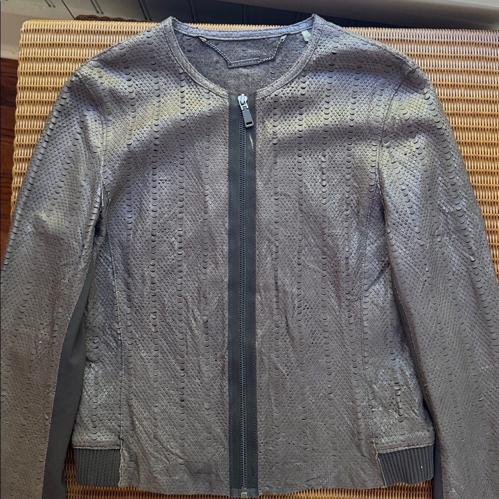 Elie Tahari Textured Brown Leather Jacket
